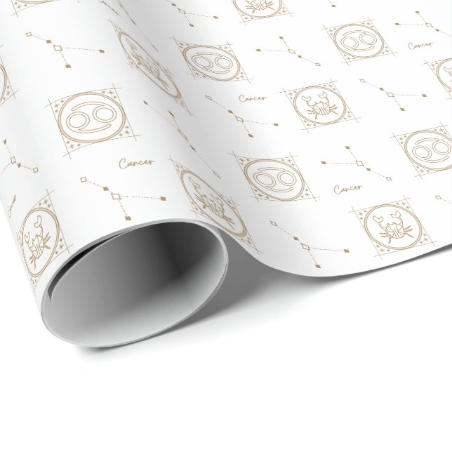 Papel De Presente Símbolo branco e Dourado de estrela da astrologia  (Ponta do rolo)