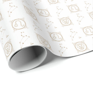 Papel De Presente Símbolo branco e Dourado de estrela da Astrologia