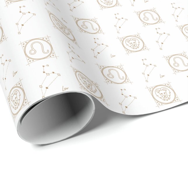 Papel De Presente Símbolo branco e Dourado de estrela da Astrologia  (Ponta do rolo)