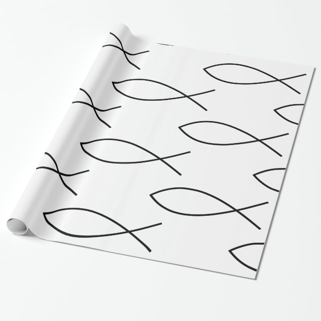 Papel De Presente Símbolo cristão Ichthys Thunder_Cove dos peixes (Desenrolado)