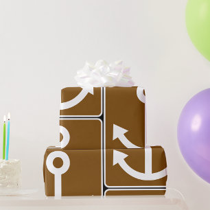 Papel De Presente Símbolo de Âncora Náutica Sinal Marrom Marina
