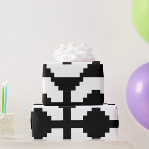 Papel De Presente Símbolo de Cruz Preta em Pixel Art