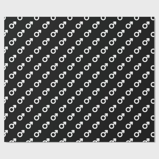 Papel De Presente símbolo de gênero masculino preto e branco (Aberto)