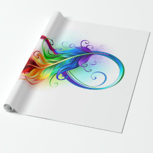 Papel De Presente Símbolo de Infinito com Pena de Arco-íris