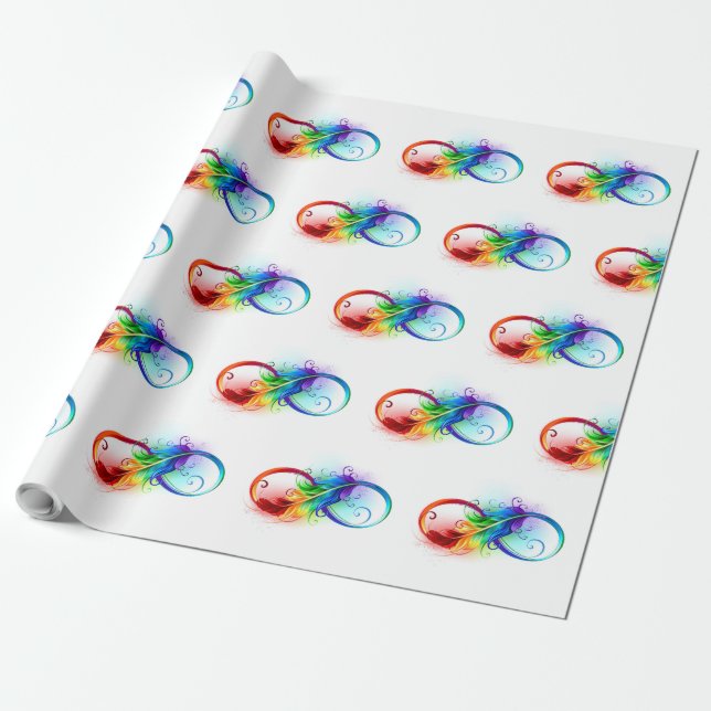 Papel De Presente Símbolo de Infinito com Pena de Arco-íris (Desenrolado)