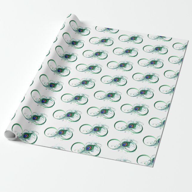 Papel De Presente Símbolo de Infinito com Pena de Pavão (Desenrolado)