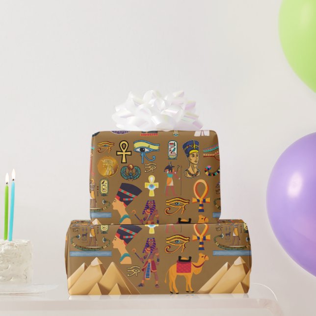 Papel De Presente Símbolo Hieróglifo Antiquado Egípcio (Presentes para festas)