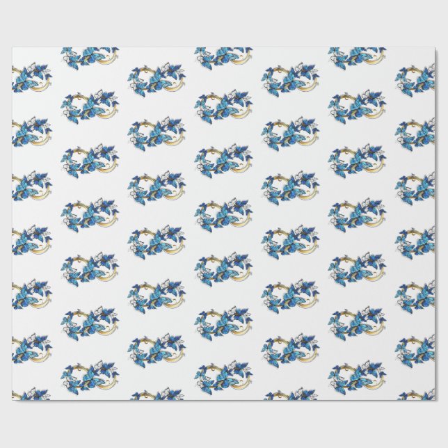 Papel De Presente Símbolo infinito de borboletas azuis Morpho (Aberto)