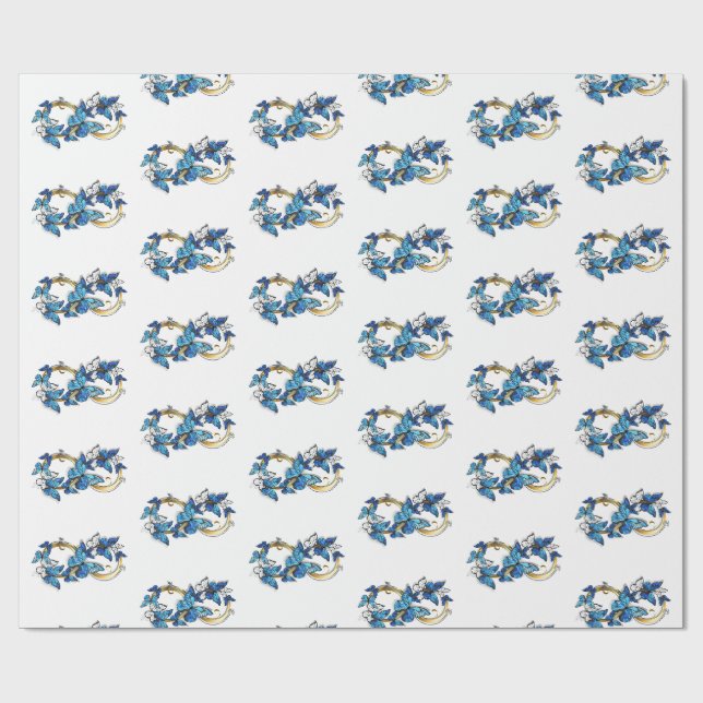Papel De Presente Símbolo infinito de borboletas azuis Morpho (Aberto)