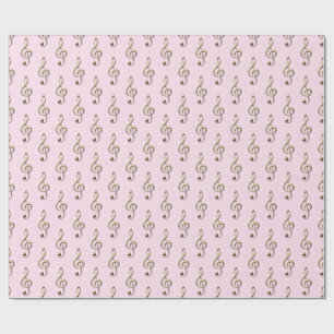 Papel De Presente Símbolo Musical de Clave de Sol Rosa Pálido Amante