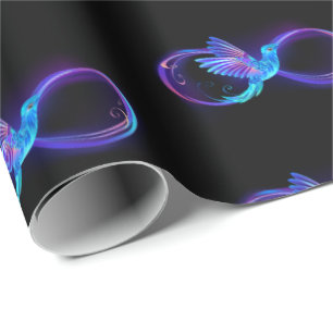 Papel De Presente Símbolo Neon Infinity com Hummingbird brilhante