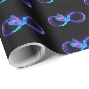 Papel De Presente Símbolo Neon Infinity com Hummingbird brilhante