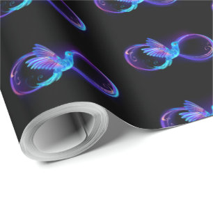 Papel De Presente Símbolo Neon Infinity com Hummingbird brilhante