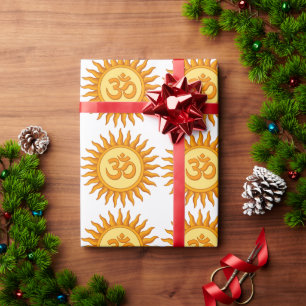 Papel De Presente Símbolo Om no Design hindu espiritual solar radian