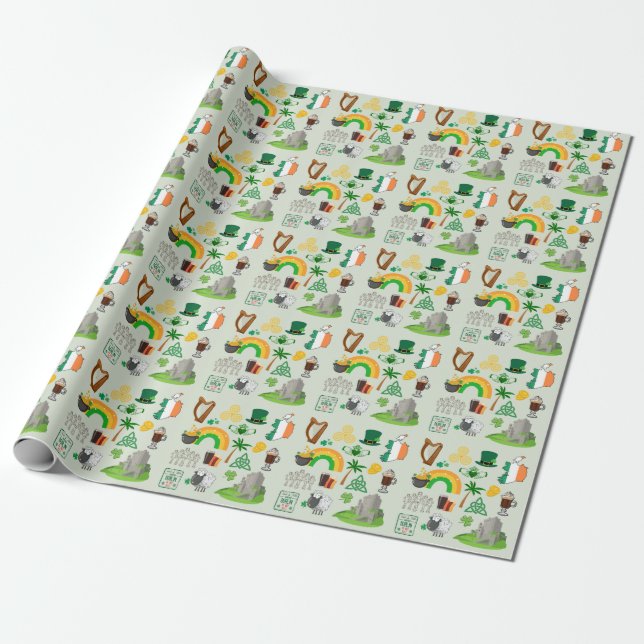 Papel De Presente Símbolos da Irlanda (Desenrolado)