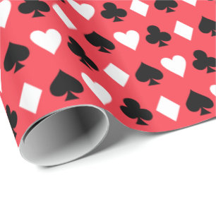 Papel De Presente Símbolos de Cartas de Poker de Cassino em Padrão