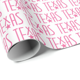 Papel De Presente Símbolos do Texas, do Texas e do Cor-de-Rosa Estre