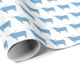Papel De Presente Símbolos do Texas, Longhorn, azul