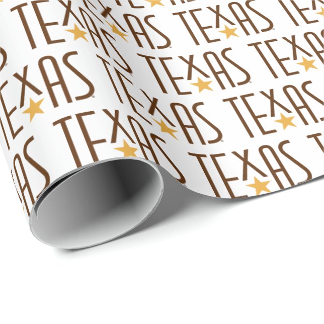 Papel De Presente Símbolos do Texas, Texas e Star Brown (Ponta do rolo)