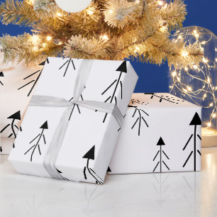 Papel De Presente Simples Black White Merry Christmas Tres Gift
