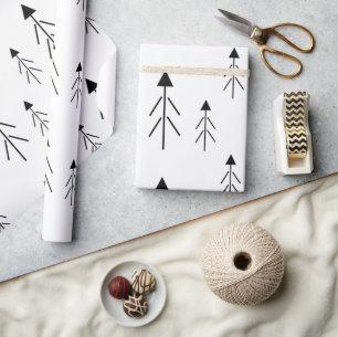 Papel De Presente Simples Black White Merry Christmas Tres Gift