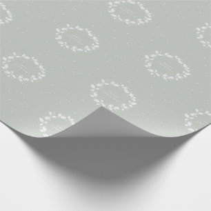 Papel De Presente Simples Cinza Elegante Verde Natal Holly Wreath