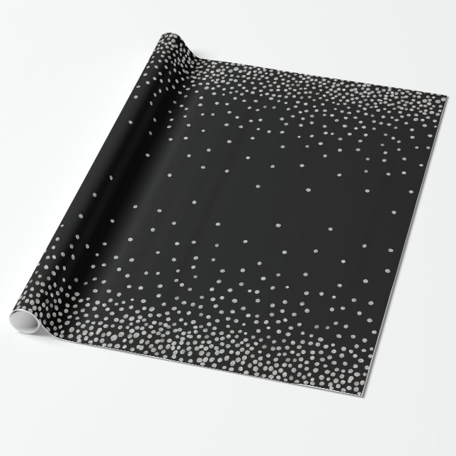 Papel De Presente Simples Confetti Prateado Sobre Estilo de Feriado  (Desenrolado)