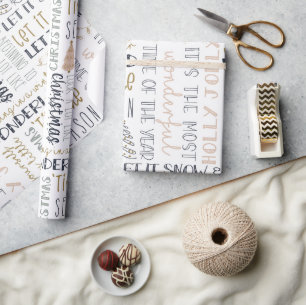 Papel De Presente Simples Ditos de Natal Minimalistas do Boho Modern