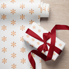 Papel De Presente Simples e elegante flocos de neve de ouro branco N
