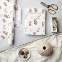Papel De Presente Simples e Moderna Cores de Água Animais Da Florest