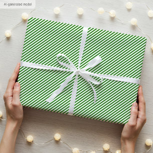 Papel De Presente Simples Elegante Estreita Padrão Verde Branco