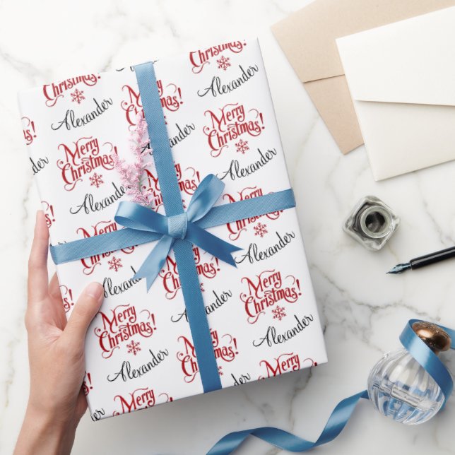 Papel De Presente Simples Erro de Digitação Nome Natal Vermelho Bran (Presentear)