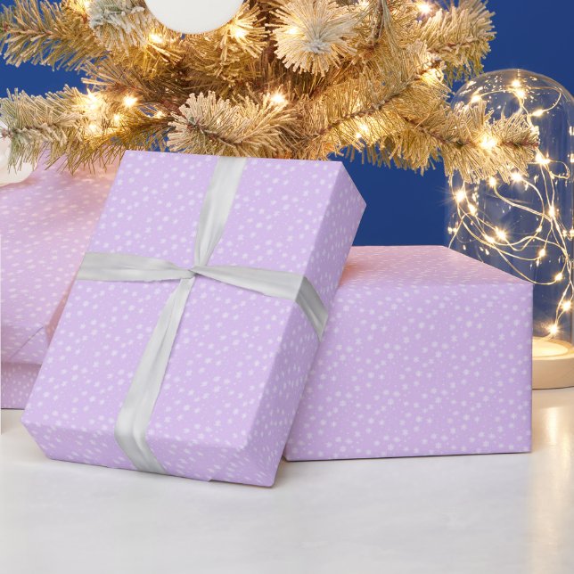 Papel De Presente Simples Flocos Brancos de Neve Puro Natal (Feriados)