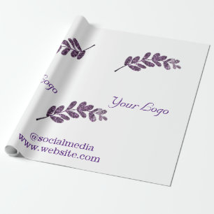 Papel De Presente simples folhas azuis roxas pretas adicionar logoti