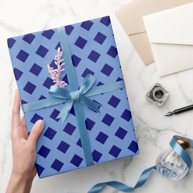 Papel De Presente Simples geométrico azul (Presentear)
