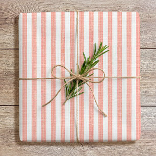 Papel De Presente Simples Linen Chic Olhe Coral Coral com Padrões Ra