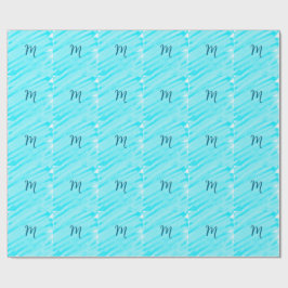 Papel De Presente simples linhas de aquarela azul adicione seu monog