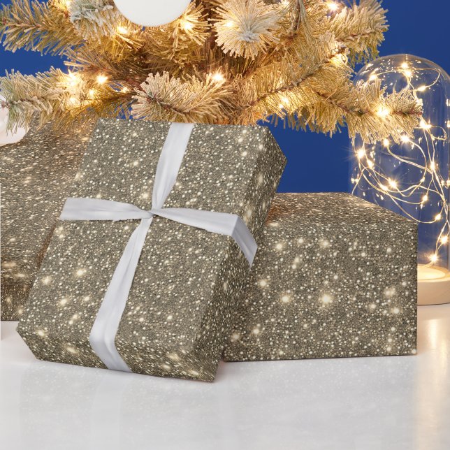Papel De Presente Simples Luxo Dourado Areia Brilhante Glitter  (Feriados)