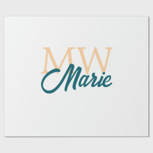 Papel De Presente simples minimal adicionar nome monograma laranja a