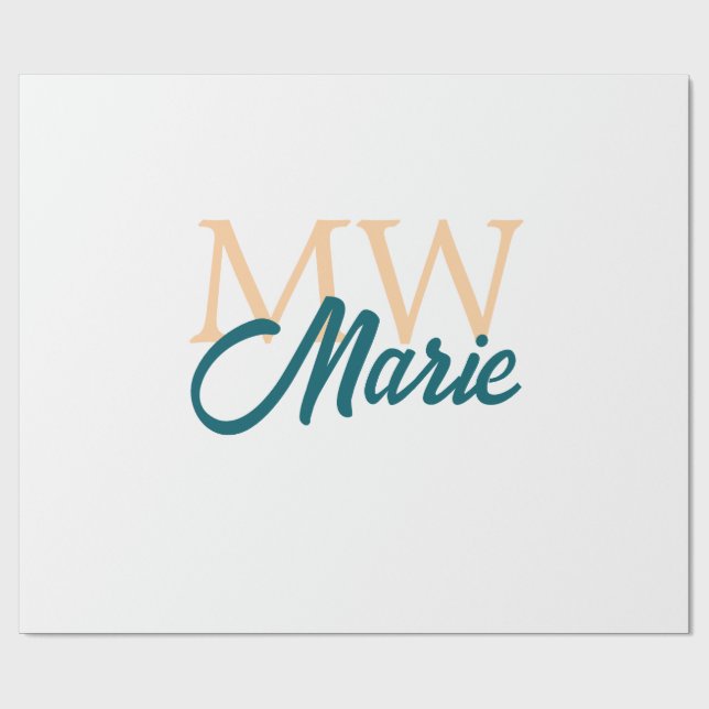 Papel De Presente simples minimal adicionar nome monograma laranja a (Aberto)
