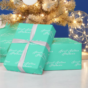 Papel De Presente Simples Moderno Sweet 16 Nome Teal XVI Nome