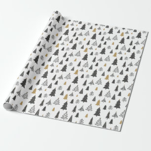 Papel de Presente Simples Preto e Branco com Desen
