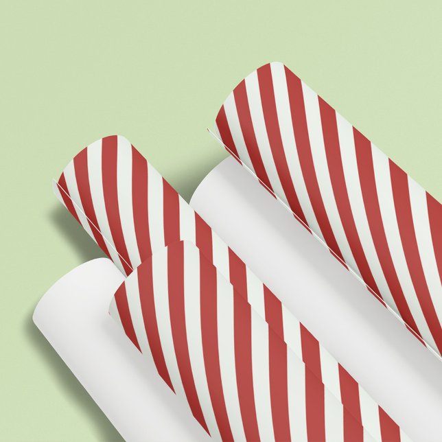 Papel De Presente Simples Vermelho Whimsical Strike Divertimento Min (Simple minimalist red striped basic pattern wrapping paper. )