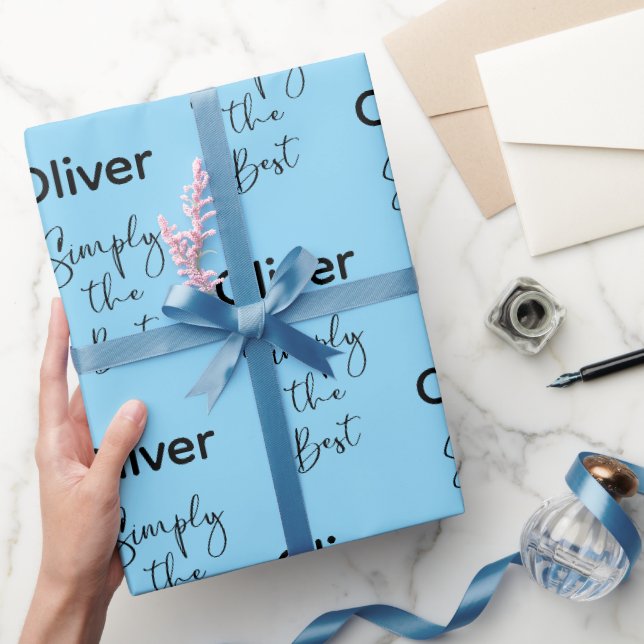 Papel De Presente Simplesmente o Melhor Personalizado Azul Claro (Presentear)