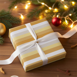 Papel De Presente Simply Gold to Silver Stripes Wrapping Paper