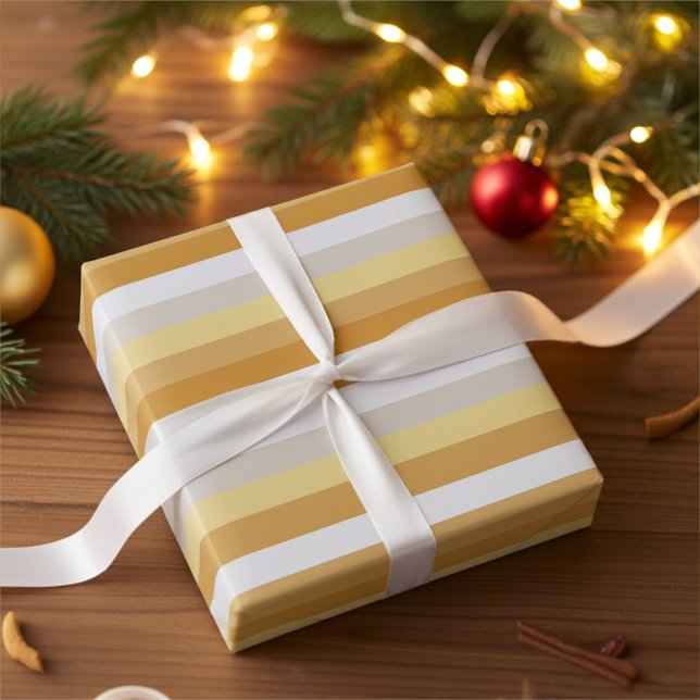 Papel De Presente Simply Gold to Silver Stripes Wrapping Paper (Criador carregado)