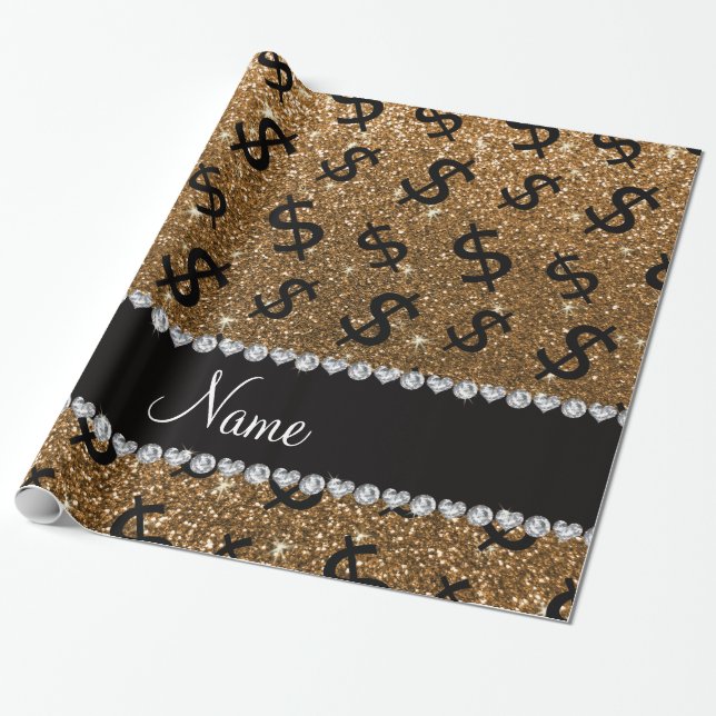 Papel De Presente Sinais de dólar conhecidos personalizados do (Desenrolado)