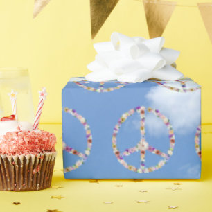 Papel De Presente Sinais De Paz De Flor No Céu