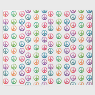 Papel De Presente Sinais de paz groovy estilo aquarela hippie amor