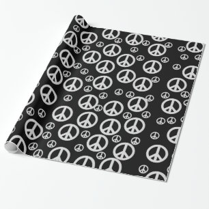 Papel De Presente Sinais de paz preto e branco
